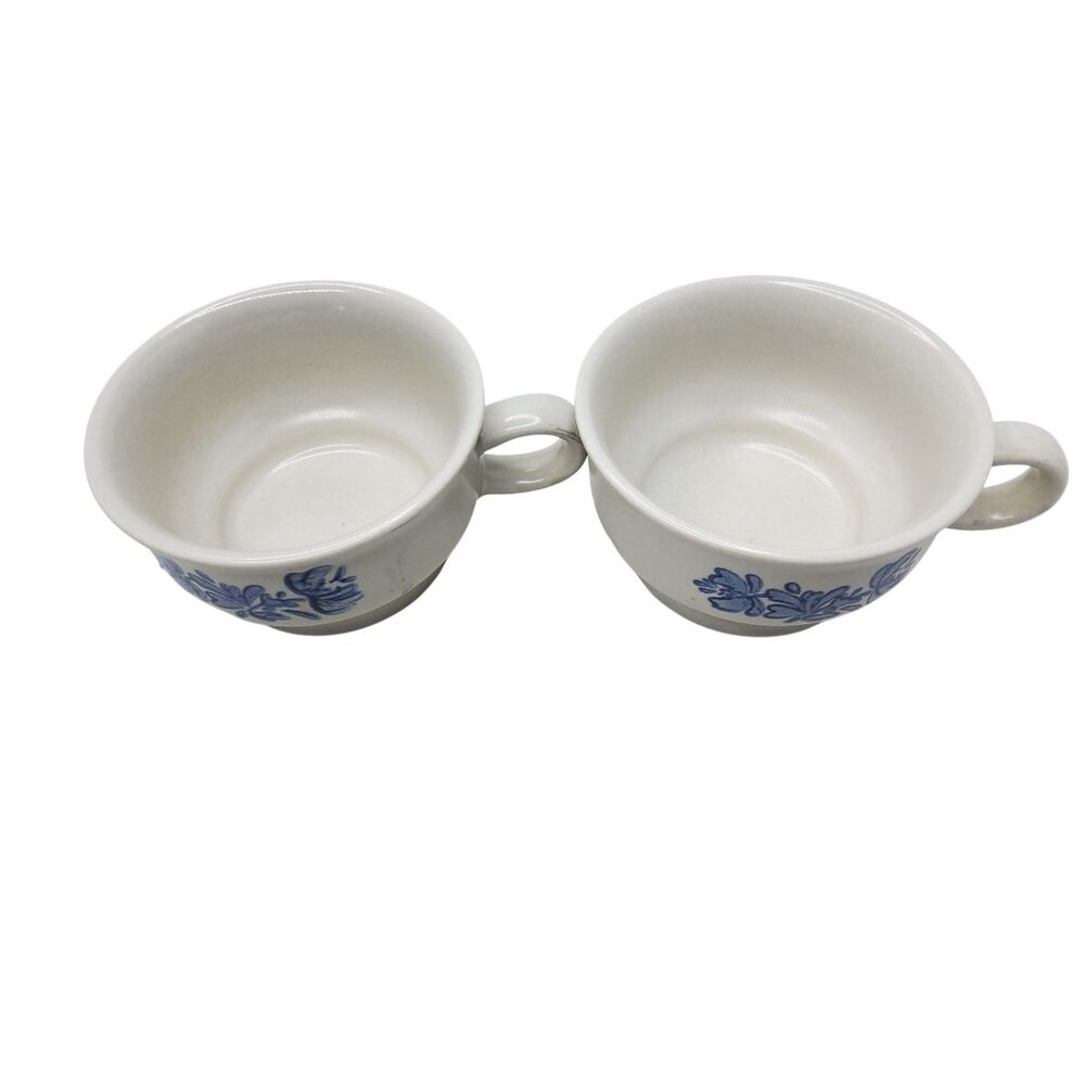 Pair Of Vintage Pfaltzgraff yorktowne Ironstone Blue Floral Coffee,Soup Mugs - Picture 11 of 13